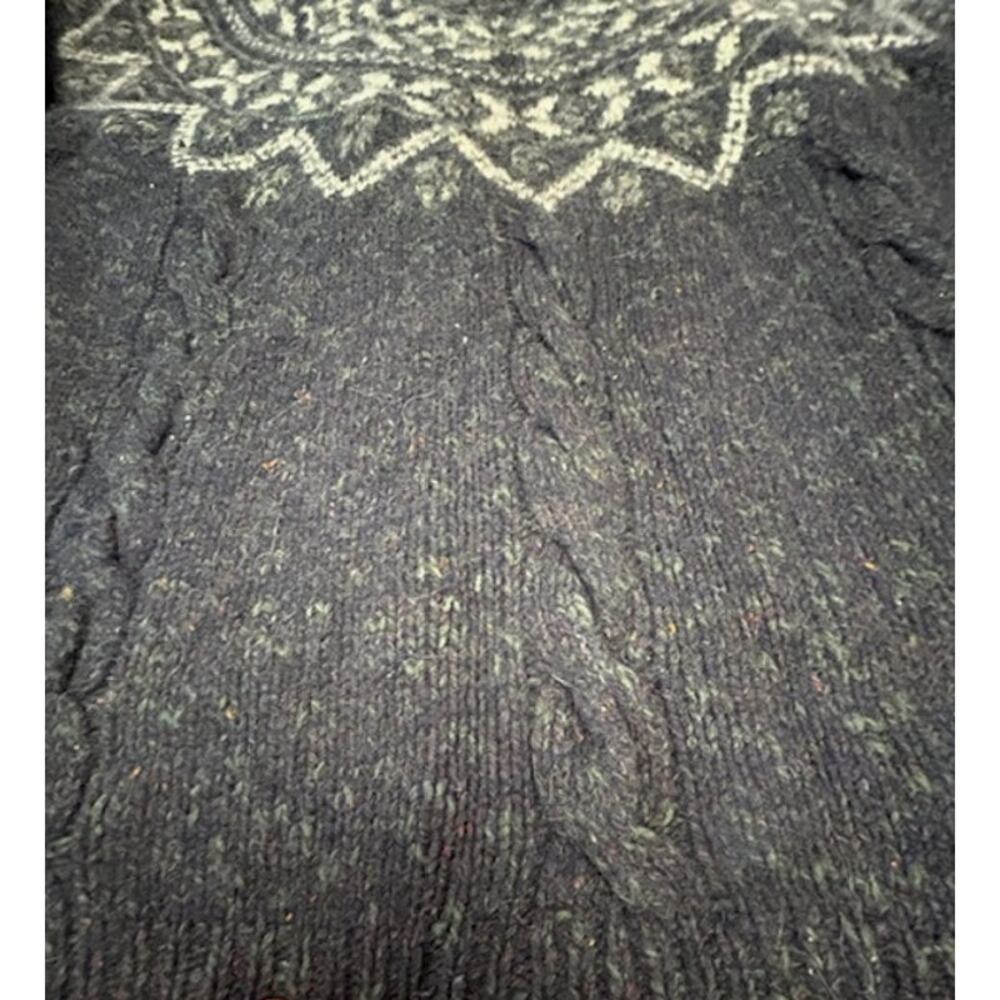 Vintage LL Bean Nordic Wool Blend Womens Thick Heathered Navy Sweater Size L - Picture 8 of 8